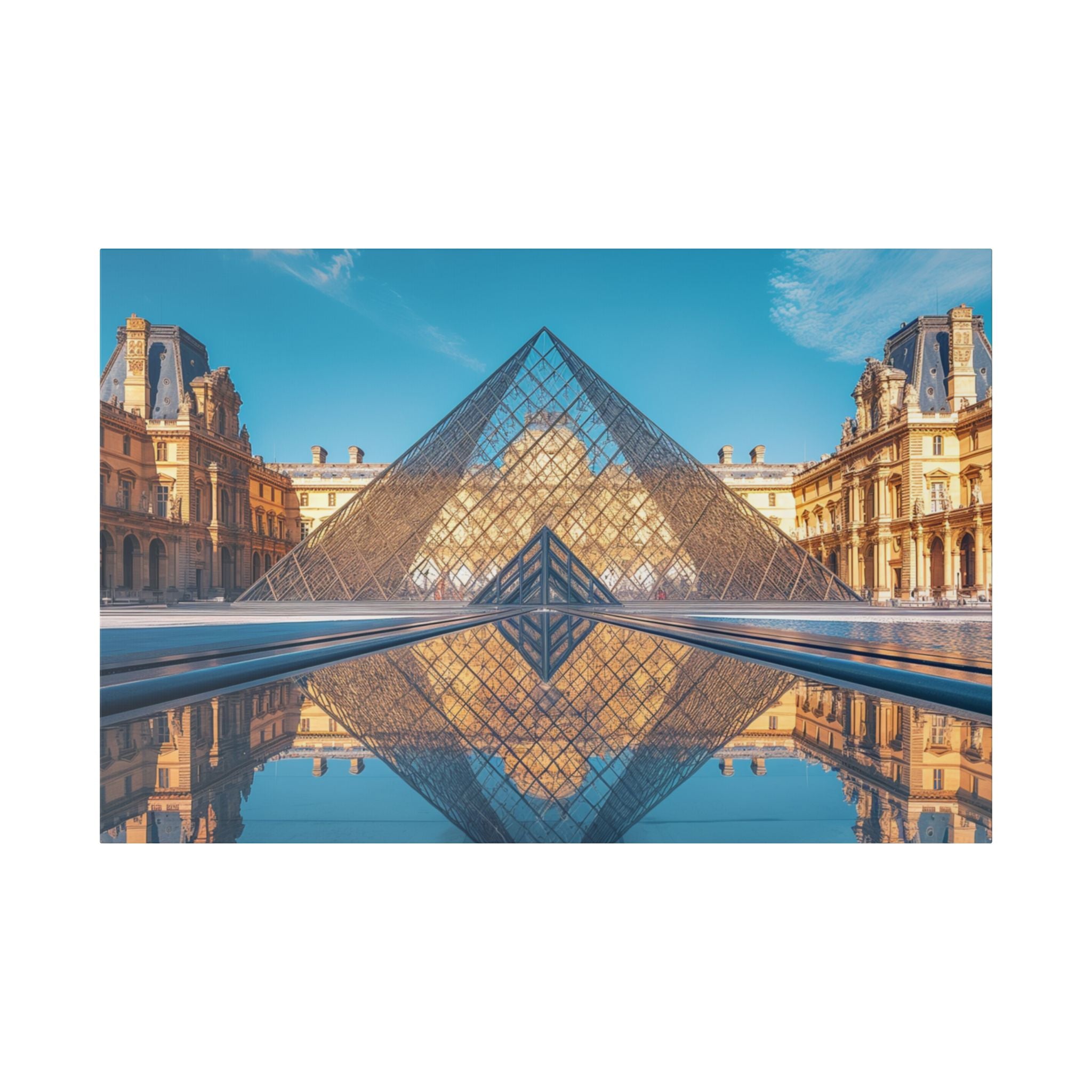 Louvre Glass Pyramid Canvas Print — Paris Travel Wall Art
