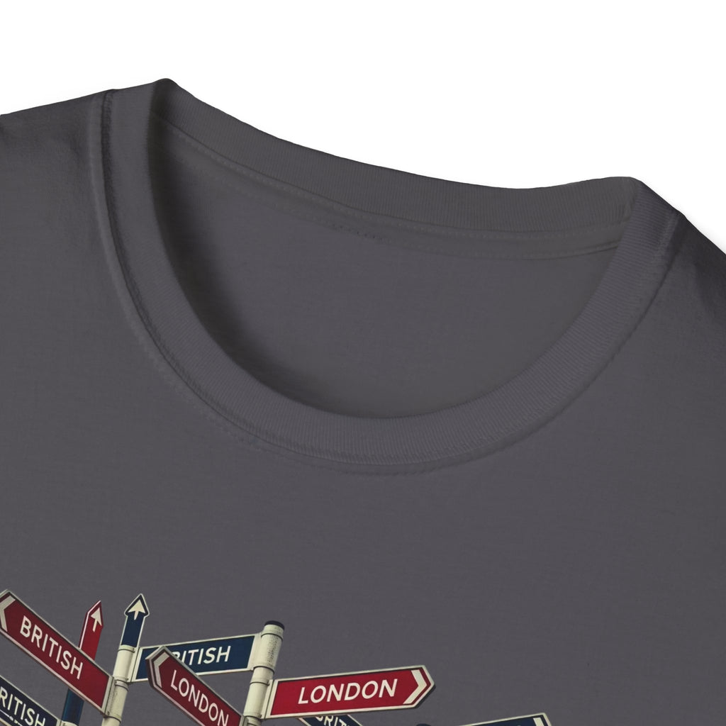 London Street Signs T-Shirt — Vintage Union Jack Directional Graphic