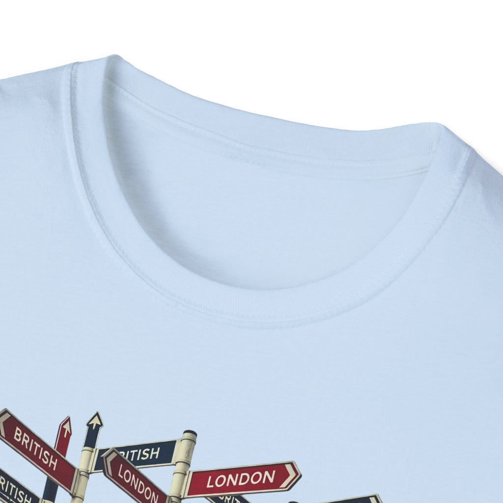London Street Signs T-Shirt — Vintage Union Jack Directional Graphic