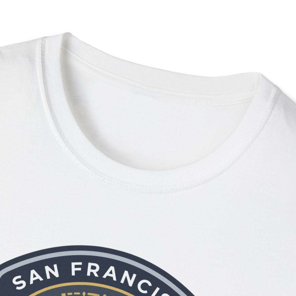 Byte Me San Francisco T-Shirt — Retro Tech Badge Tee (01010)