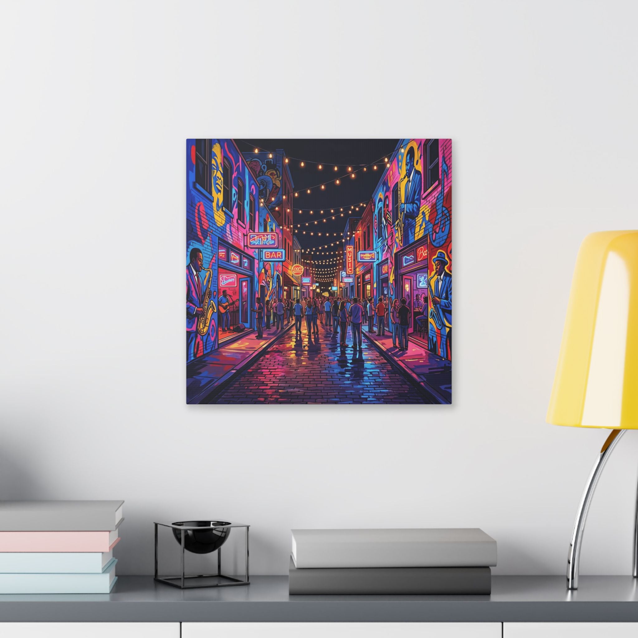 Dallas Deep Ellum Street - Neon Nightlife Street Canvas — Vibrant Urban Alley Wall Art