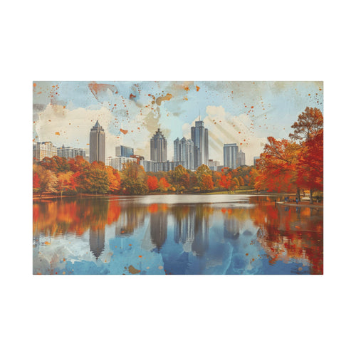 Atlanta Midtown Skyline - Piedmont Park - Autumn Cityscape Canvas – Fall Skyline Wall Art