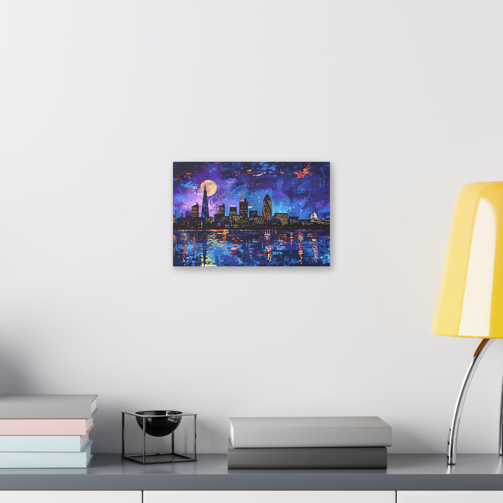 London Skyline Canvas Print – Vibrant Night Cityscape Stretched Wall Art