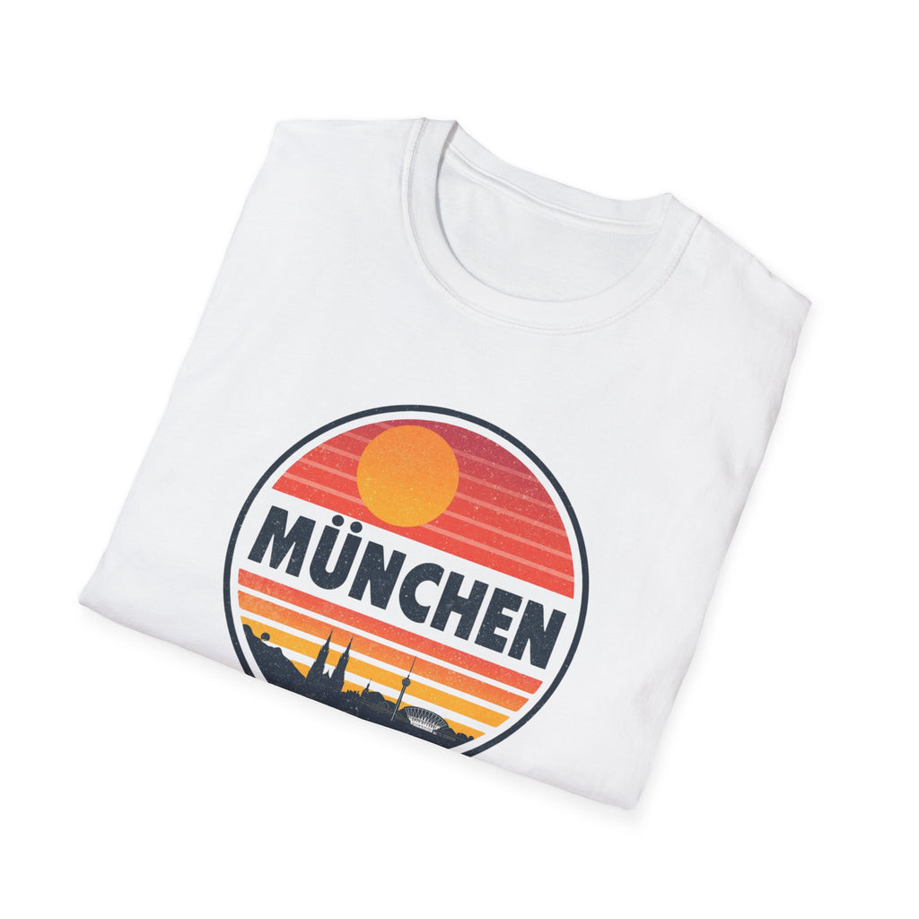 München Sunset T-Shirt — Retro Vintage Munich Skyline Tee
