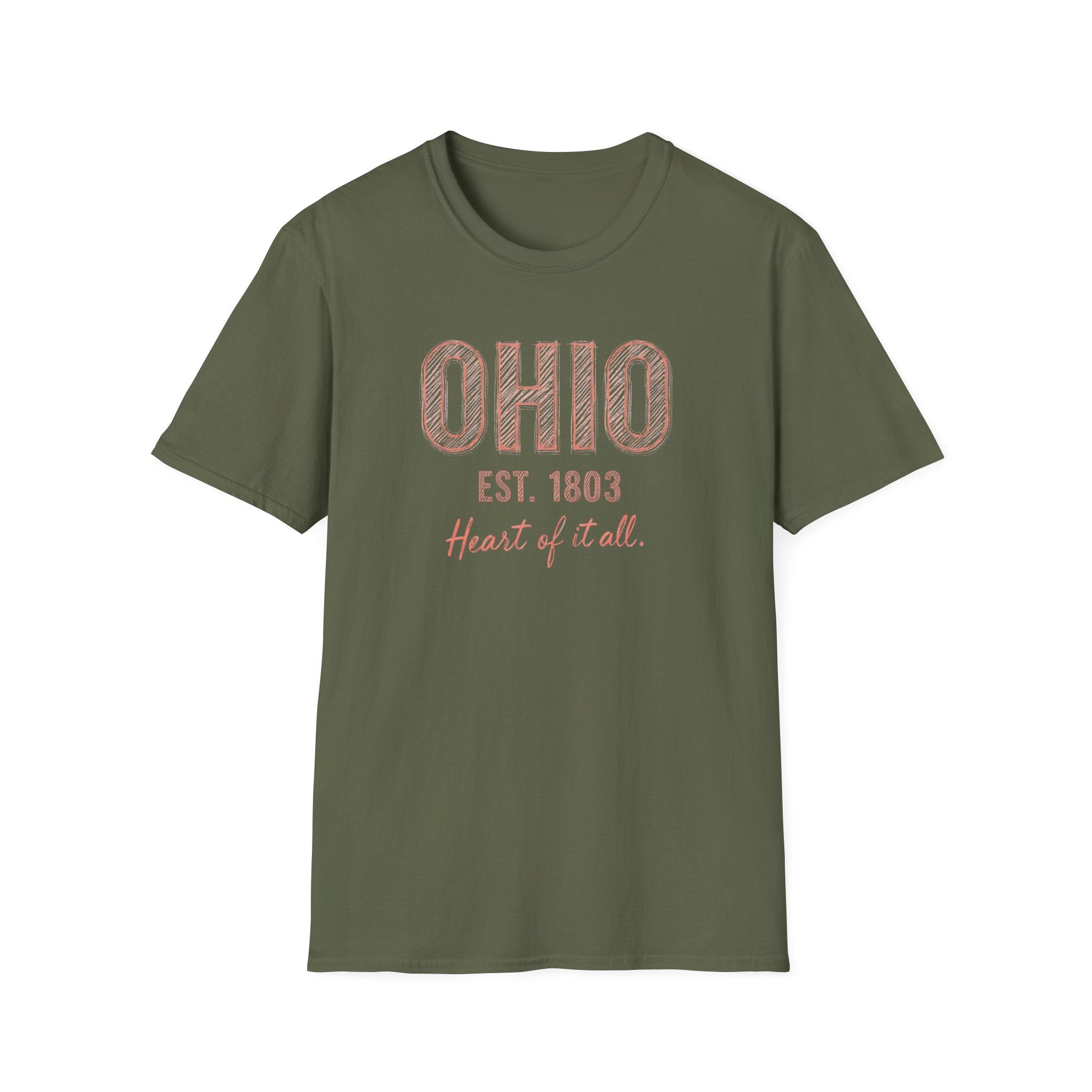 Ohio Heart of It All T-Shirt — Vintage State Pride Tee
