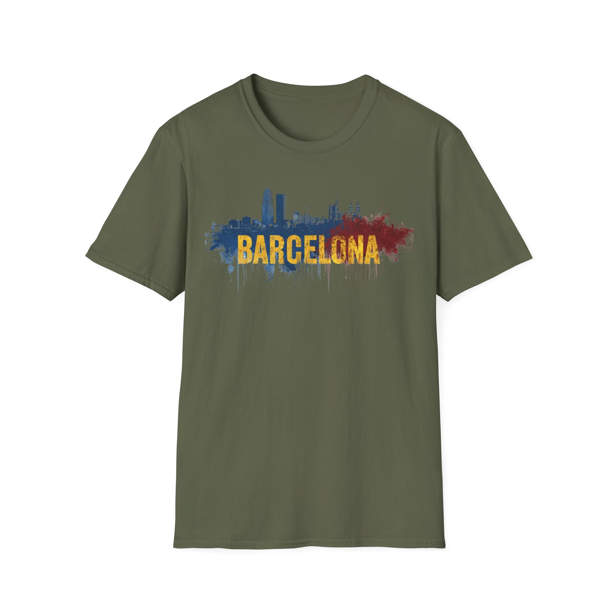 Barcelona skyline paint splash T-Shirt | Spanish city travel tee