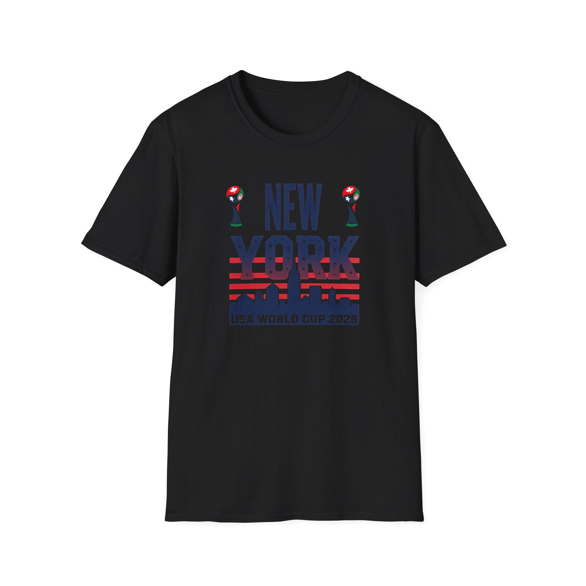 New York USA World Cup 2026 T-Shirt — American Flag Skyline Soccer Tee
