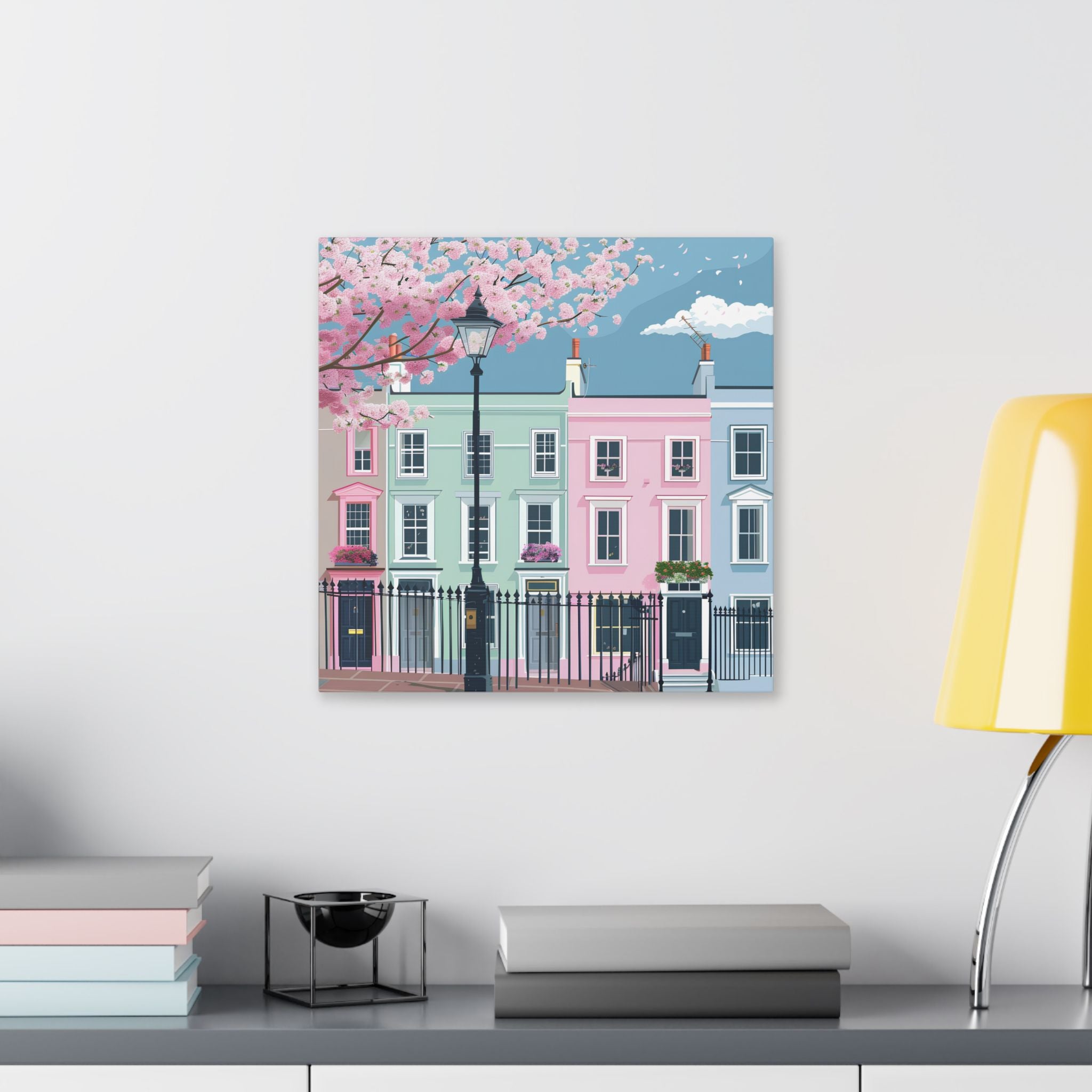 Pastel Row Houses London Canvas