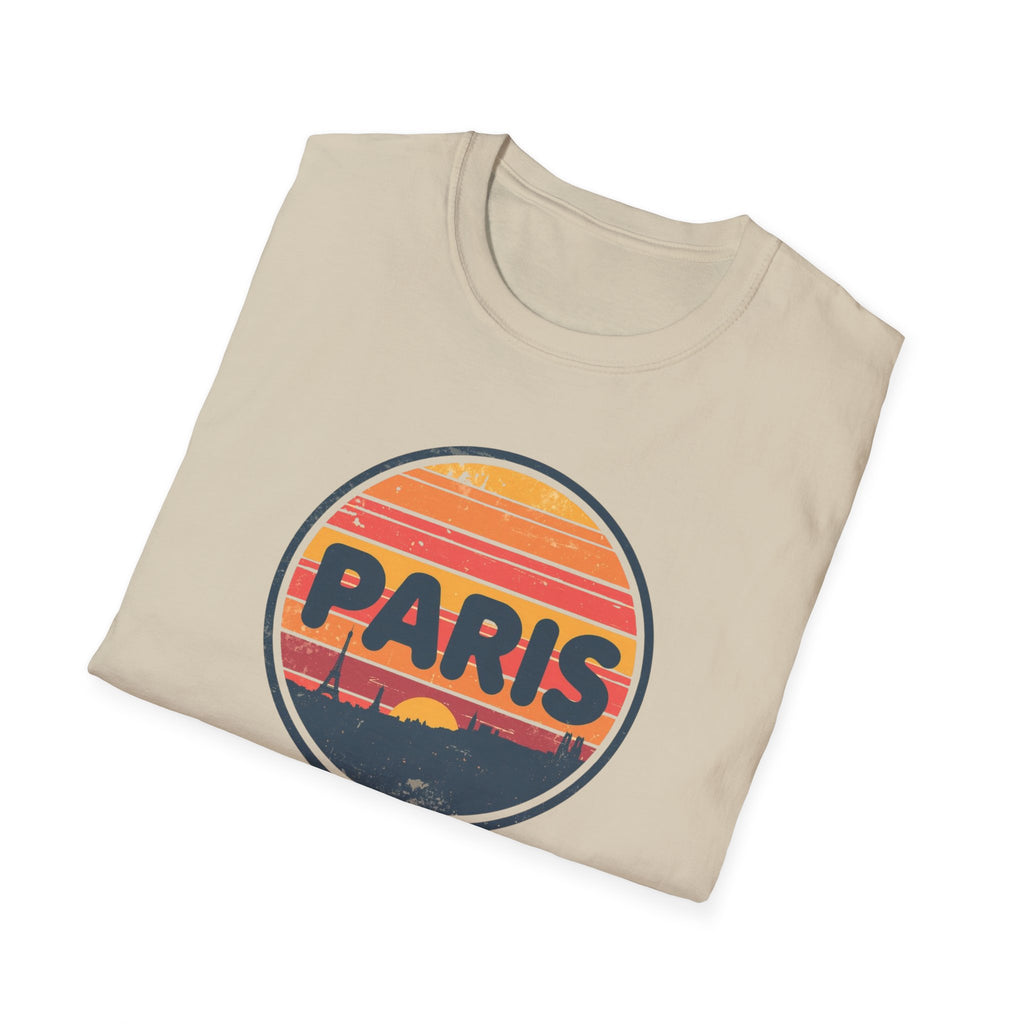 Paris Sunset T-Shirt — Retro Circular Skyline Tee