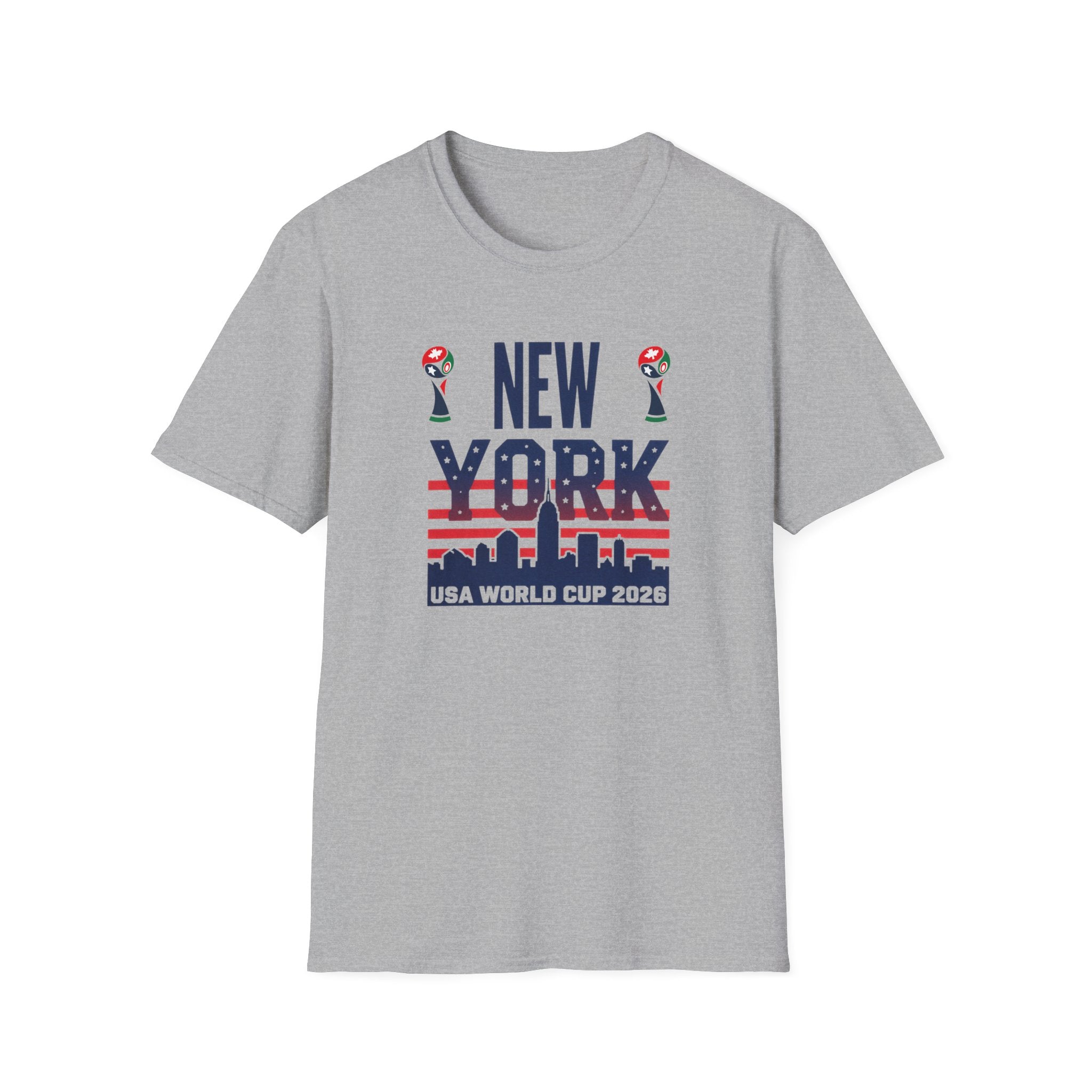 New York USA World Cup 2026 T-Shirt — American Flag Skyline Soccer Tee