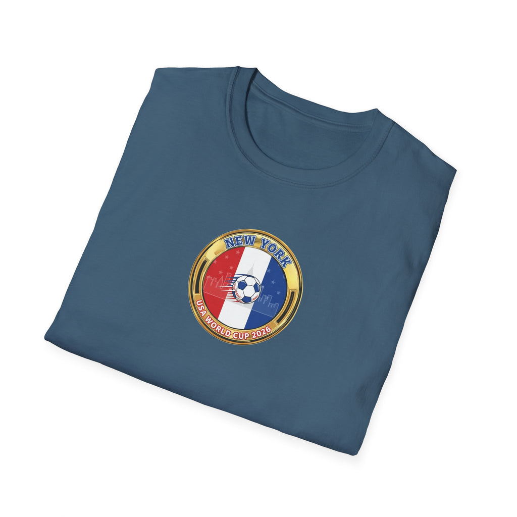 New York Host City World Cup 2026 Soccer Crest T-Shirt — Flag Emblem Football Tee