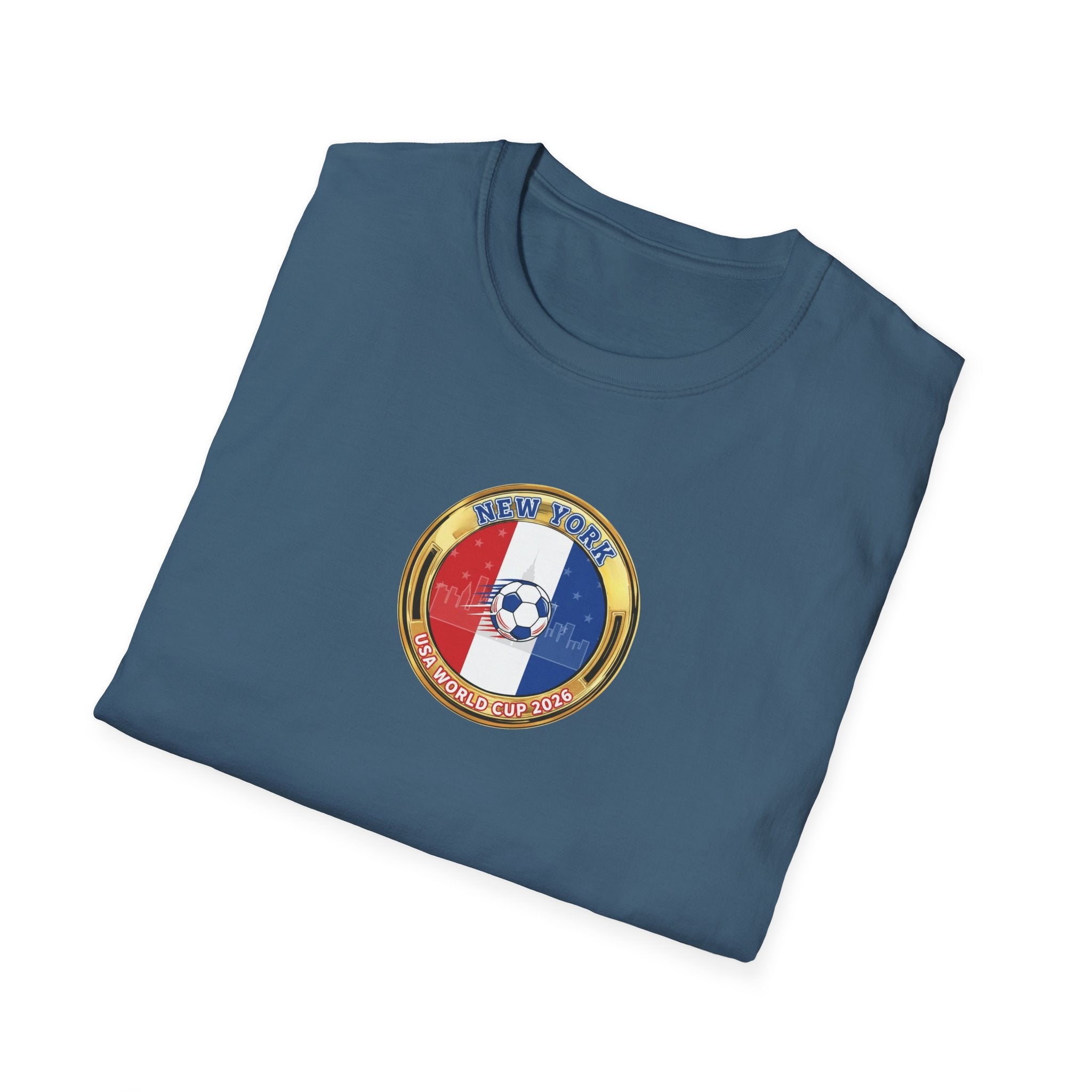 New York Host City World Cup 2026 Soccer Crest T-Shirt — Flag Emblem Football Tee