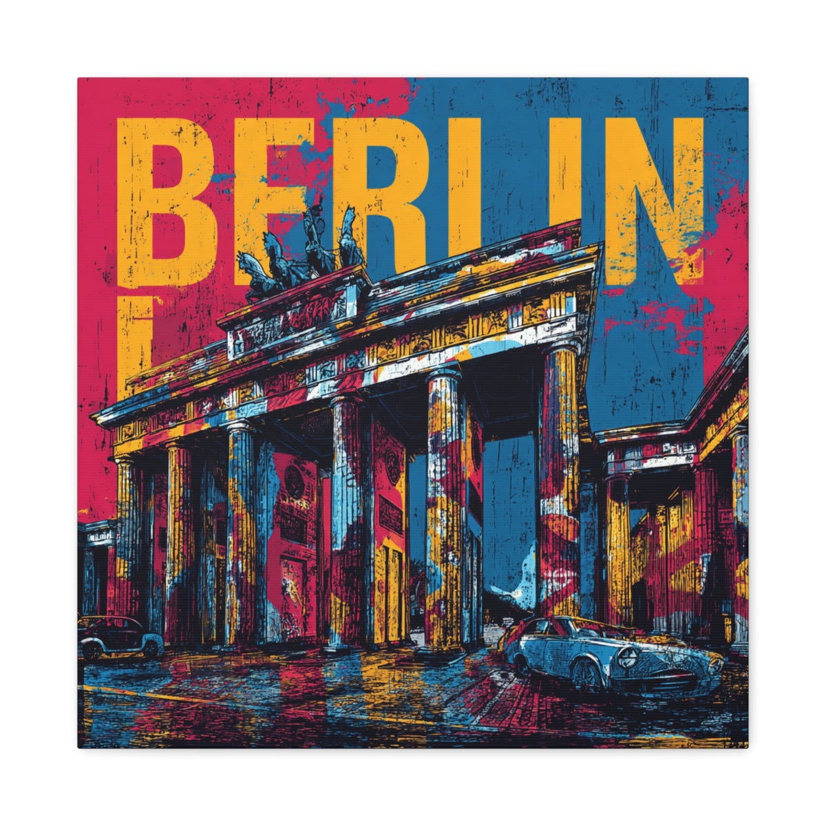 Berlin Pop Art Canvas Wall Art — Colorful Brandenburg Gate Stretched Canvas