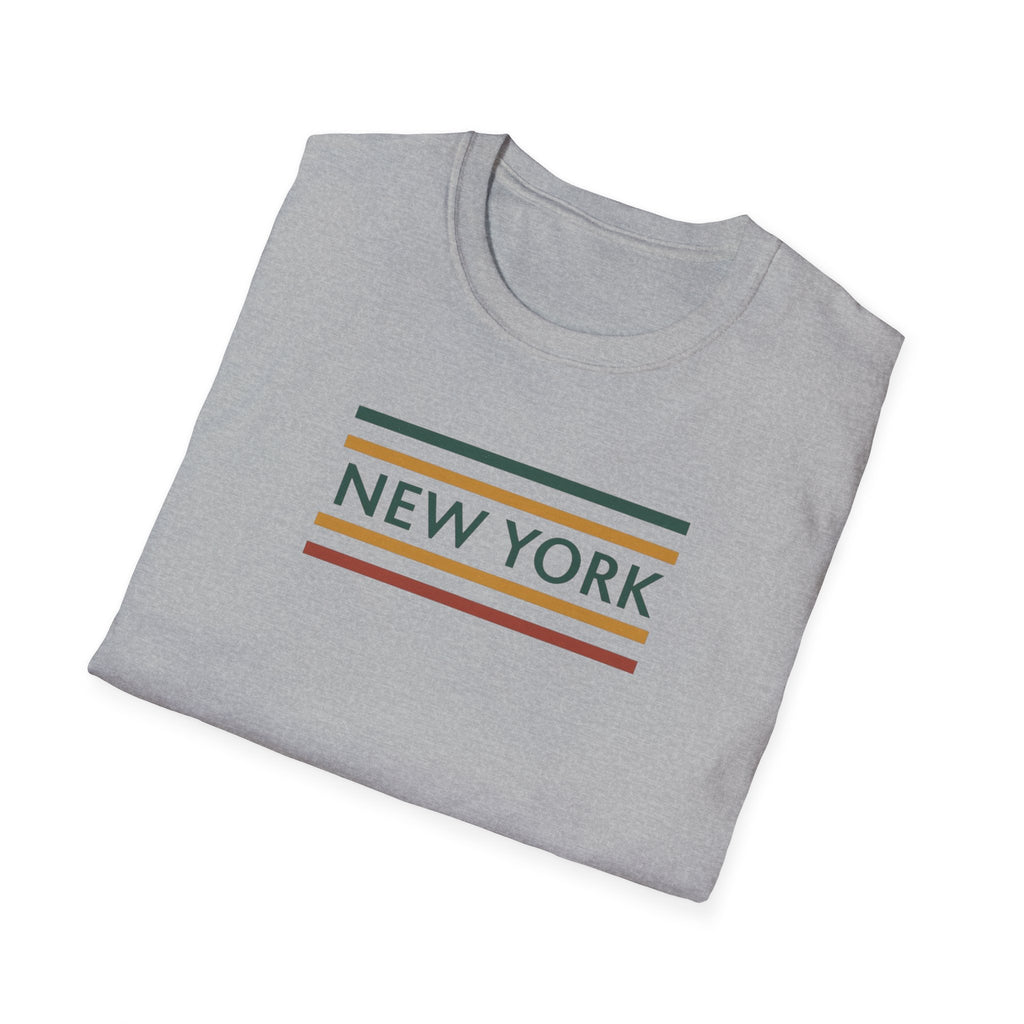 New York Striped Logo T-Shirt | Retro Lines City Design
