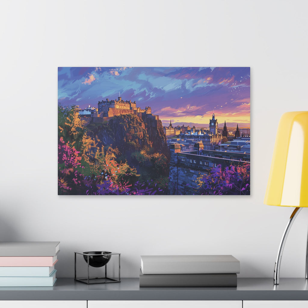 Edinburgh Castle Sunset Canvas Print — Vibrant Cityscape Wall Art