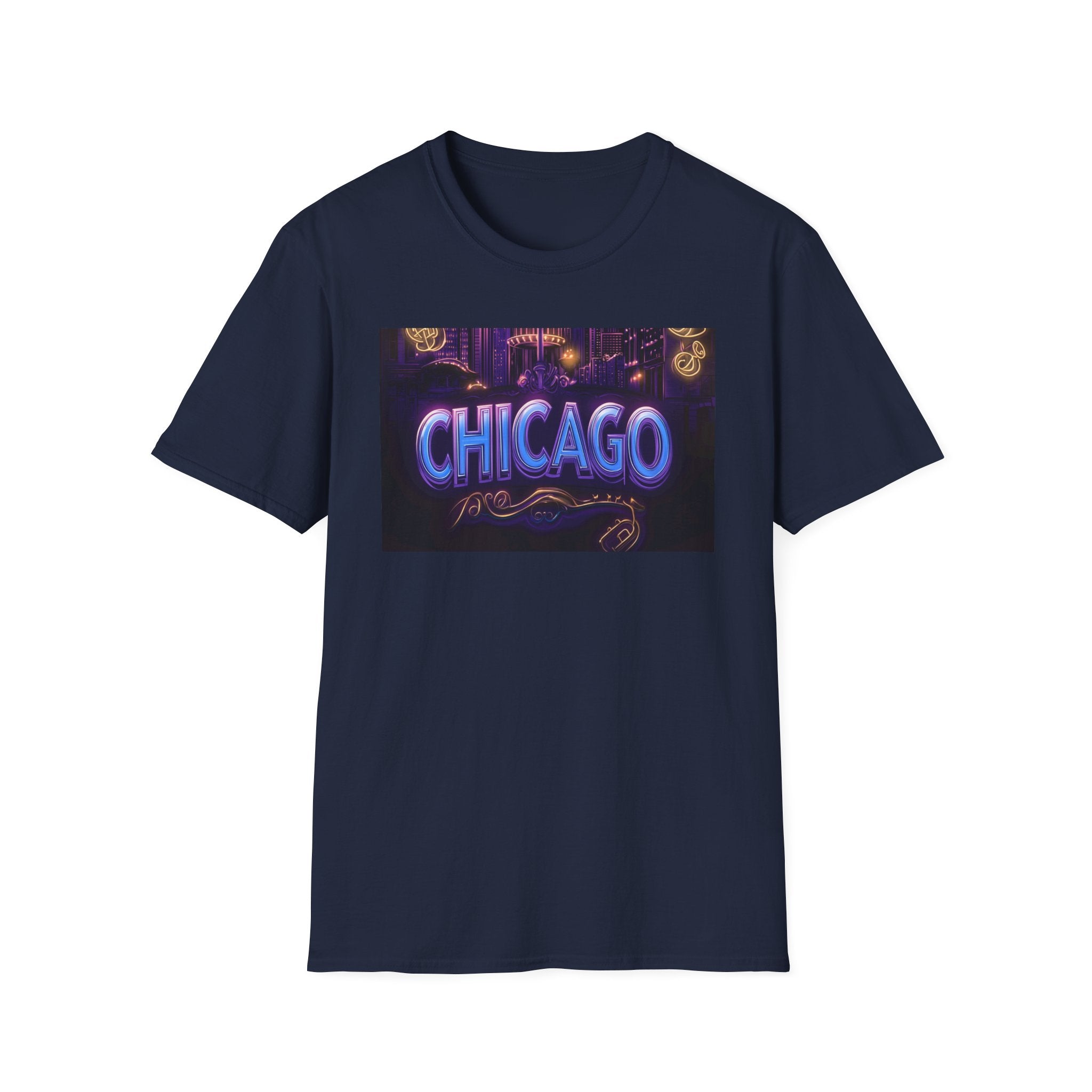 Chicago Neon Sign T-Shirt | Vintage Neon City Design