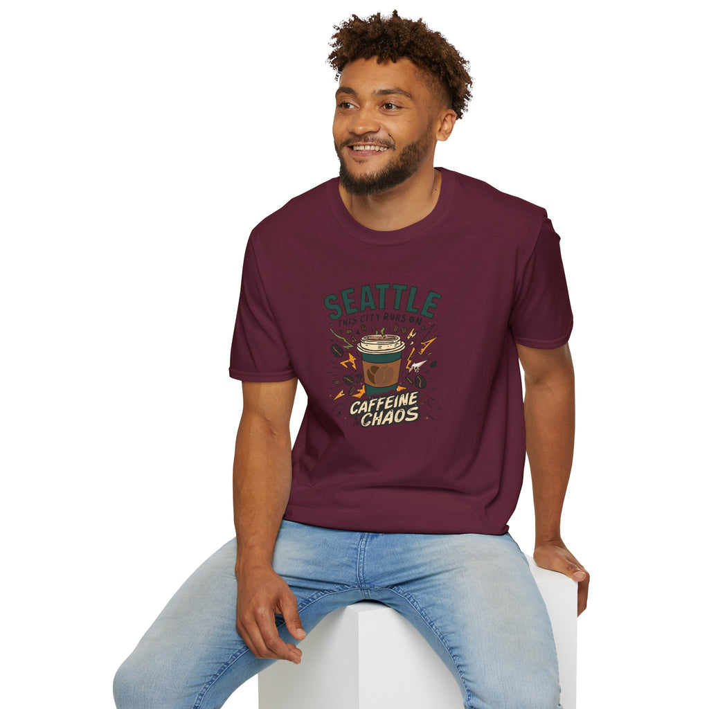 Seattle Caffeine Chaos T-Shirt – This City Runs on Coffee Graphic Tee