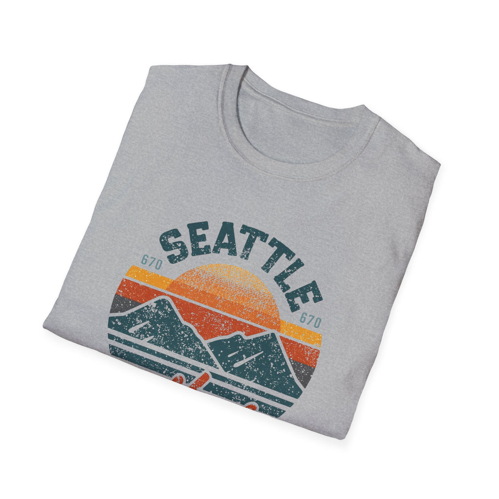 Seattle Vibes T-Shirt — Retro Mountain Sunset Graphic Tee