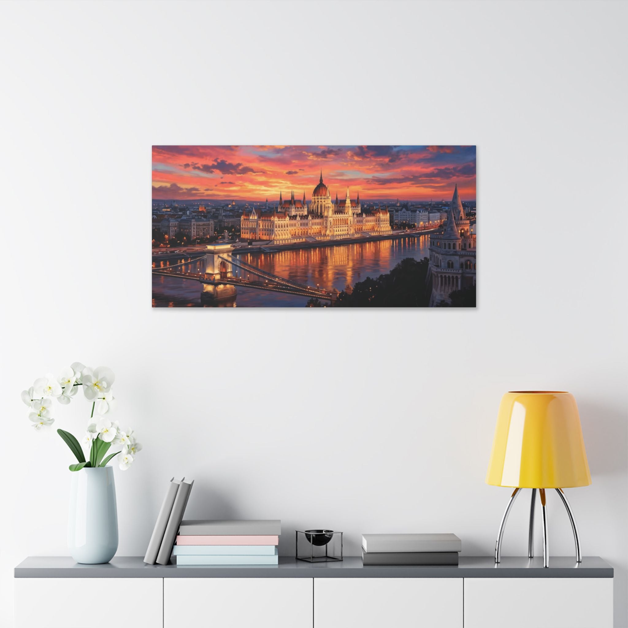Budapest Parliament Sunset Canvas Wall Art