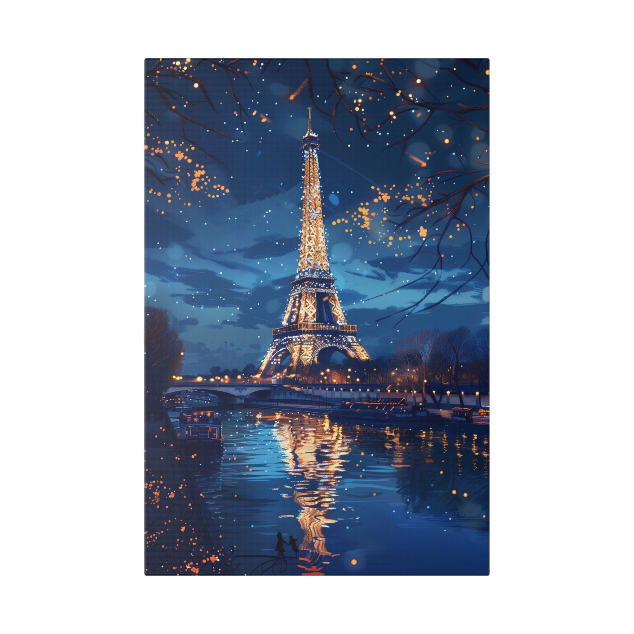 Eiffel Tower Night Canvas — Paris Skyline Stretched Wall Art