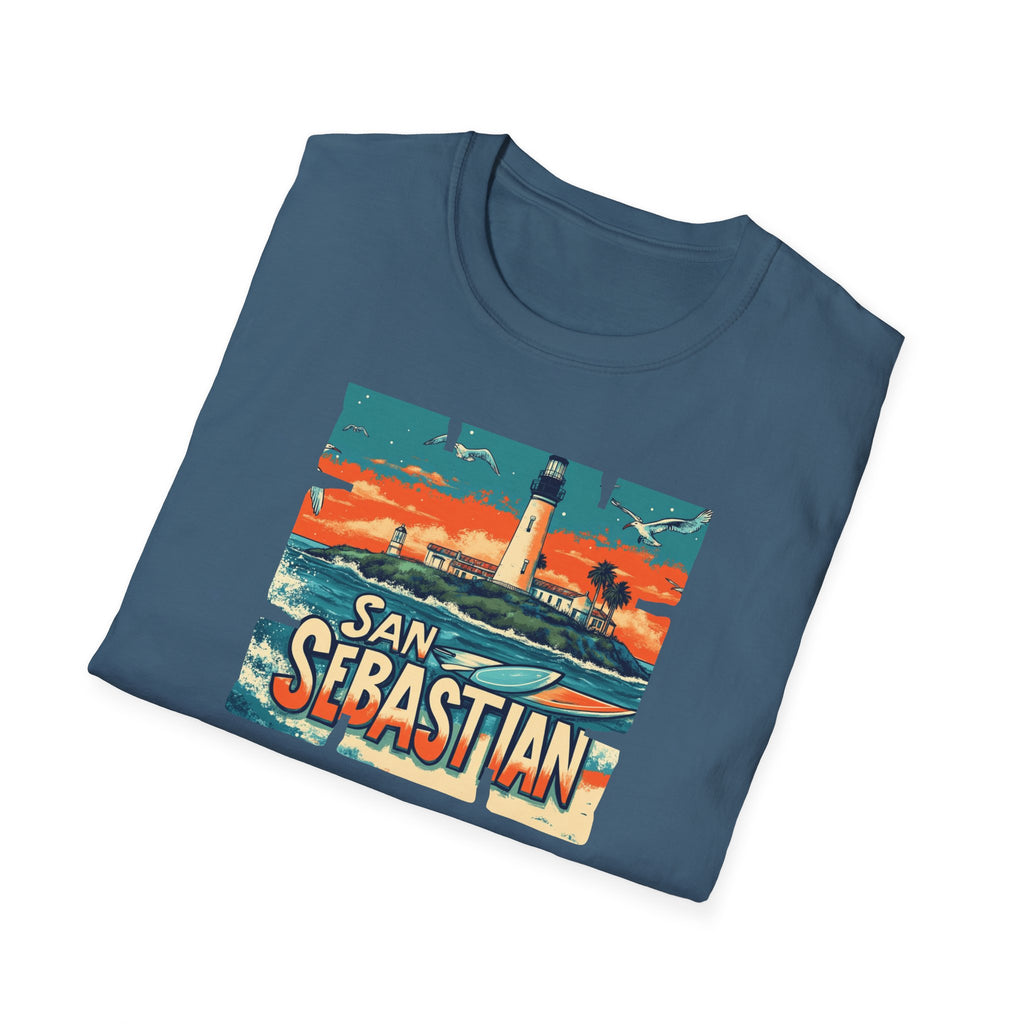 San Sebastian Lighthouse Vintage Poster T-Shirt | Coastal Travel Tee