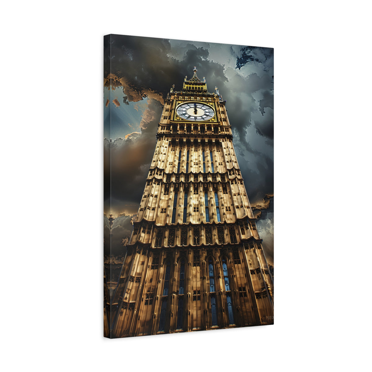 Big Ben London Canvas Wall Art — Dramatic Clock Tower Stretched Canvas