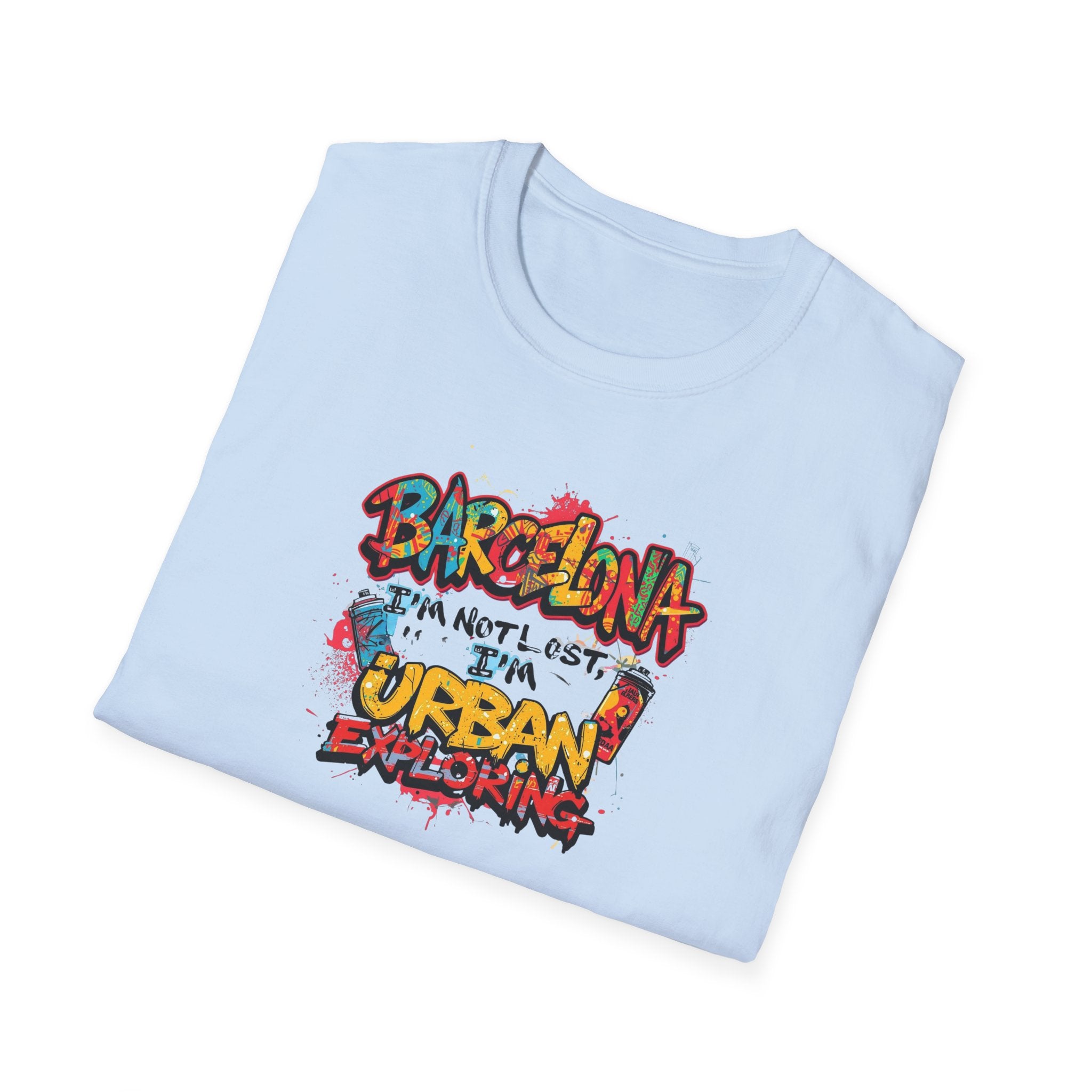 Barcelona Urban Graffiti T‑Shirt – Colorful Street Art Travel Tee