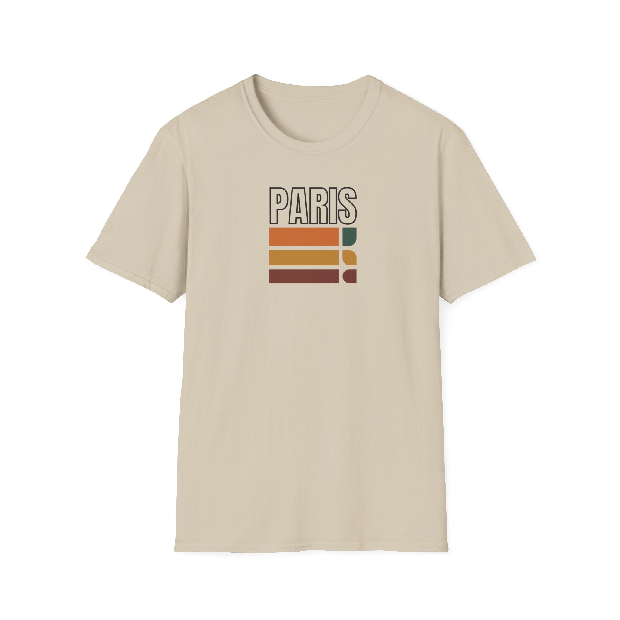 Paris Retro Stripes T-Shirt | Vintage Skyline Bars, Minimal Graphic