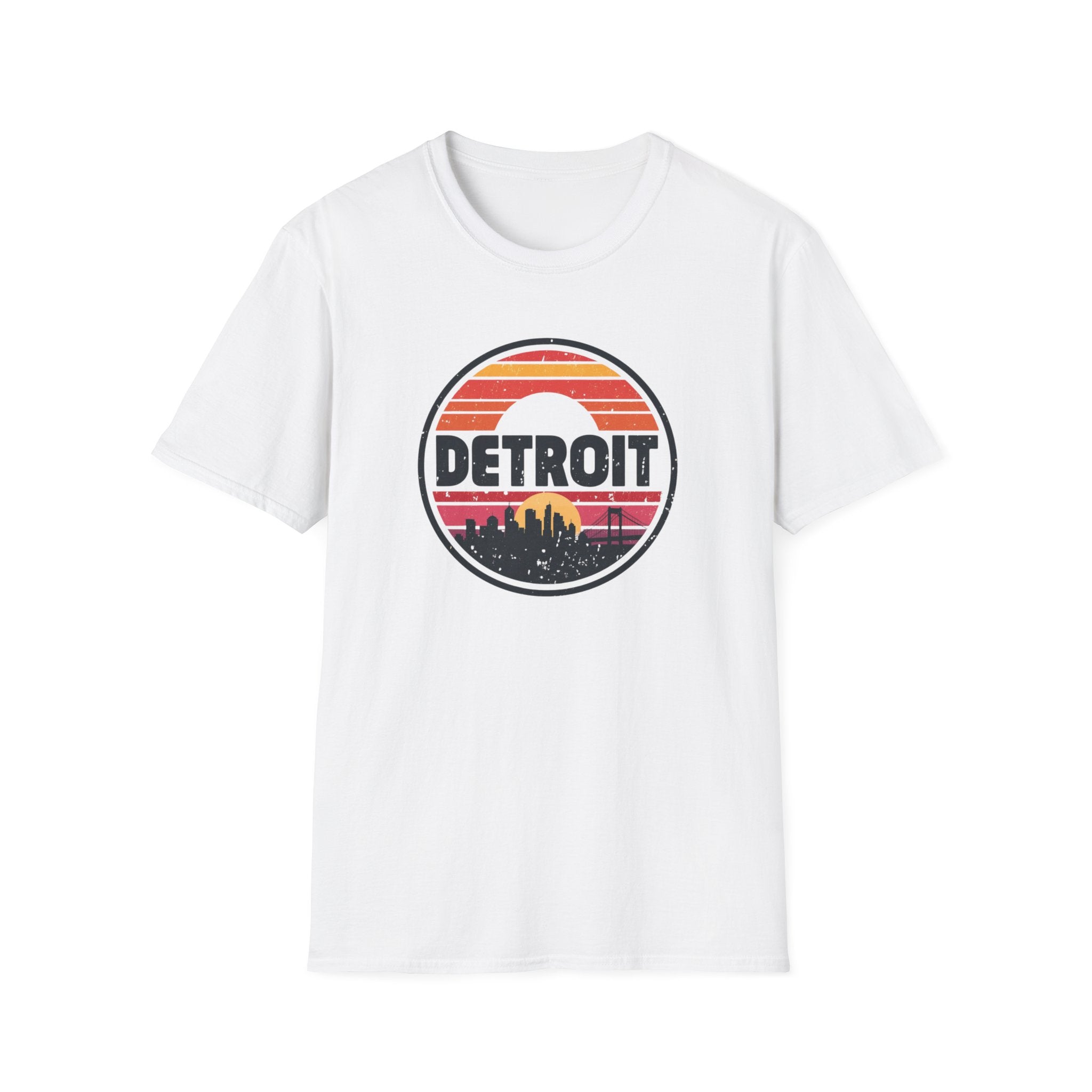 Detroit Skyline Retro Sunset T-Shirt