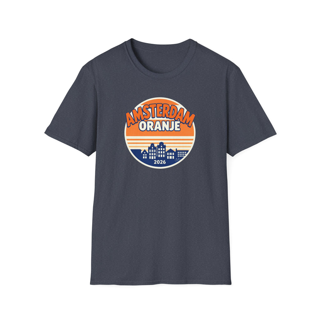 Amsterdam Oranje Vintage Skyline T-Shirt — 2026 Dutch Pride Tee
