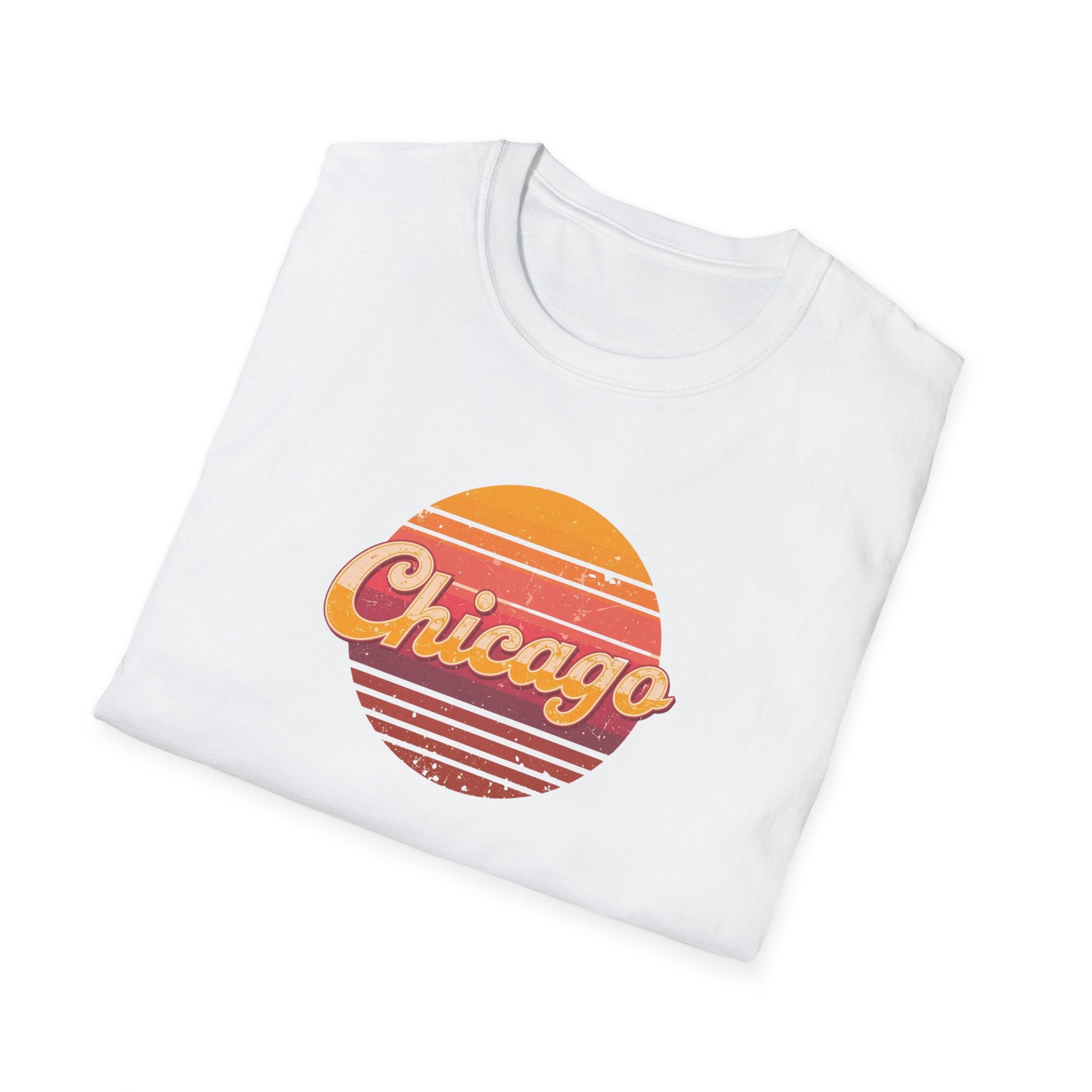 Chicago Retro Sunset T-Shirt | Vintage City Script Shirt