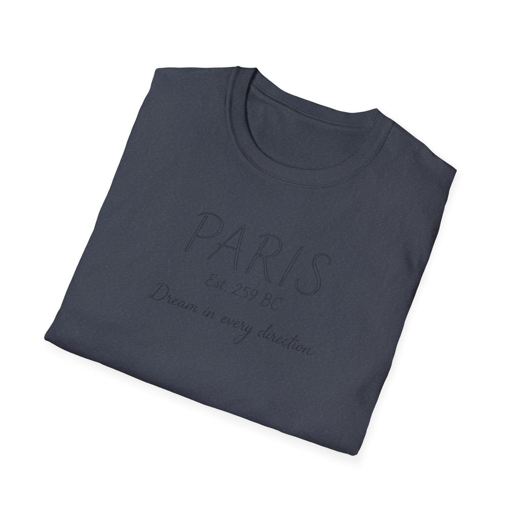 Paris Est. 259 BC T-Shirt – 'Dream in Every Direction' Minimalist Travel Tee
