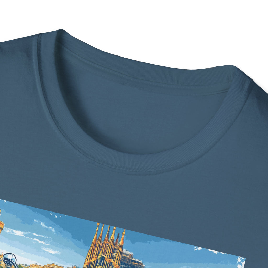 Barcelona Vintage Scooter T-Shirt | City Skyline Travel Souvenir