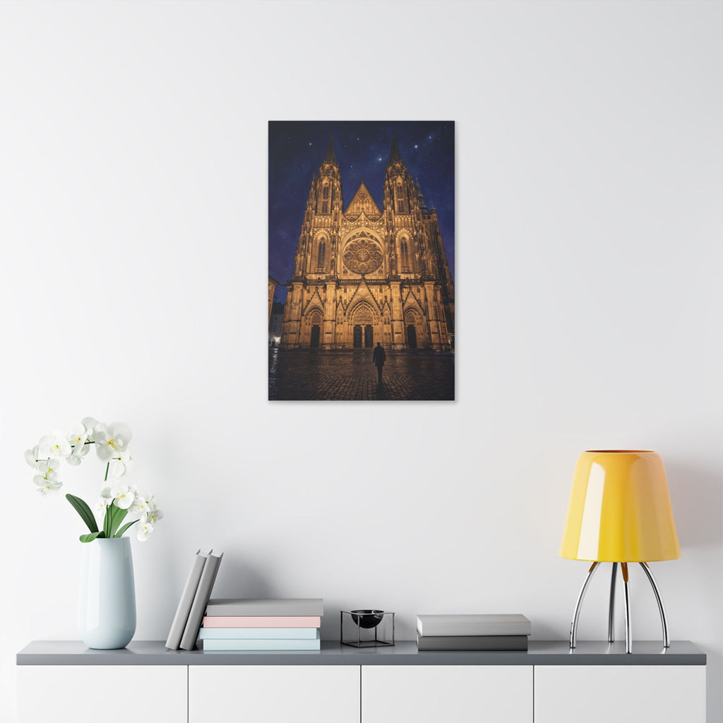 Prague St Vitus Gothic Cathedral Nightscape Canvas