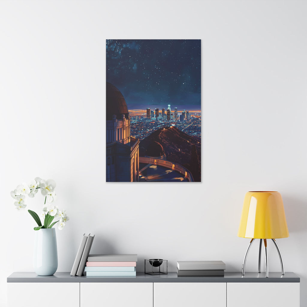 Los Angeles Night Skyline Canvas Print — Griffith Observatory Cityscape Wall Art