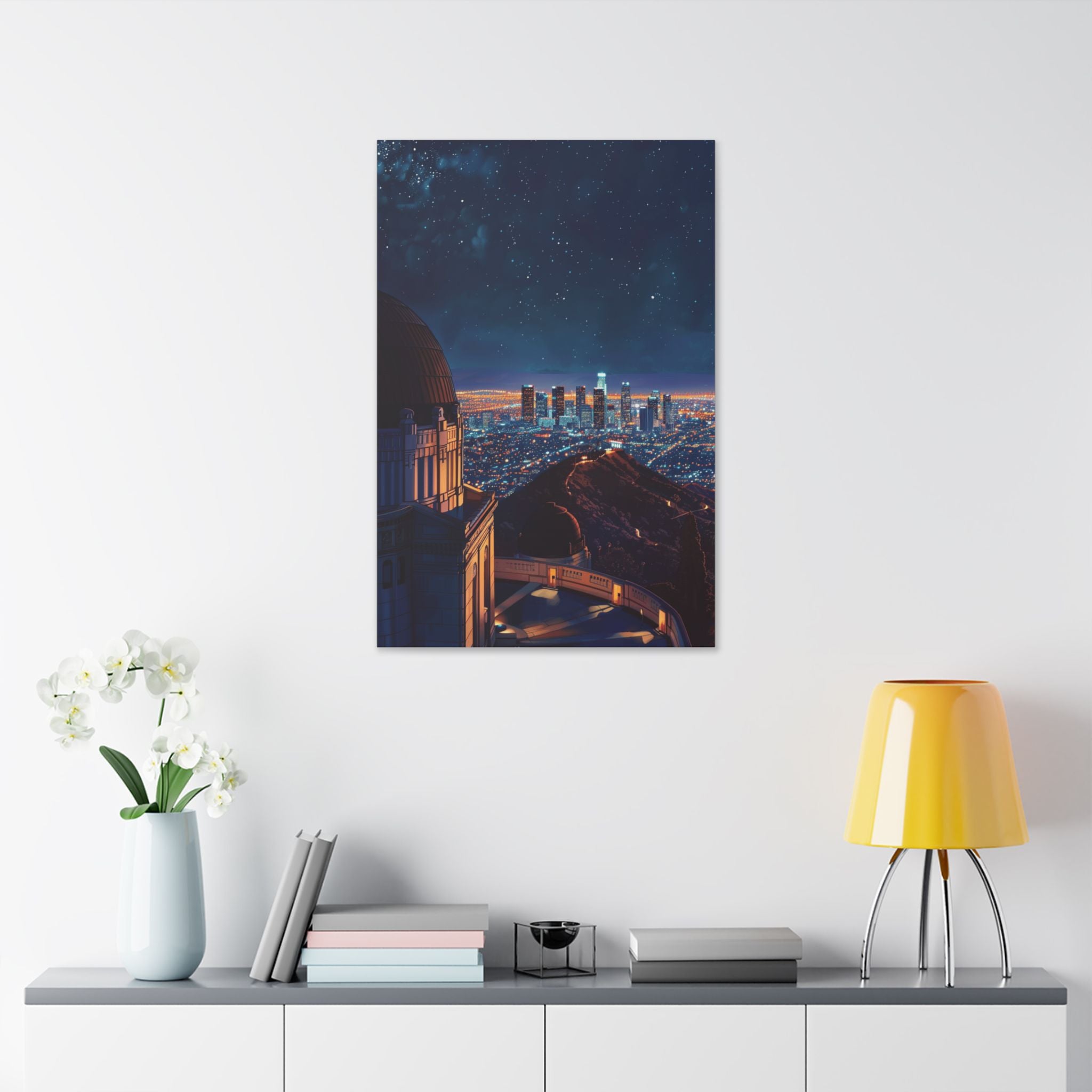 Los Angeles Night Skyline Canvas Print — Griffith Observatory Cityscape Wall Art