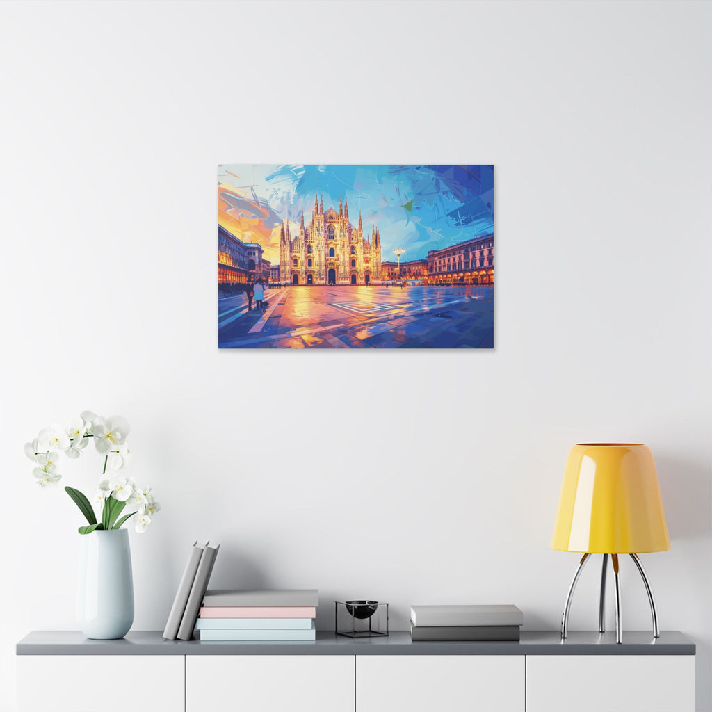 Milan Cathedral Canvas Wall Art — Colorful Duomo Stretched Canvas Print