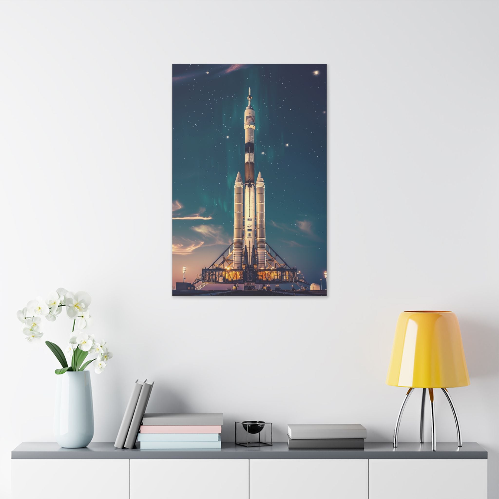 NASA Space Centre - Space Rocket Canvas Print — Vintage Saturn Launch Wall Art
