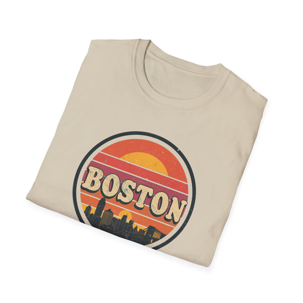 Boston Sunset Skyline T-Shirt — Vintage Retro City Tee