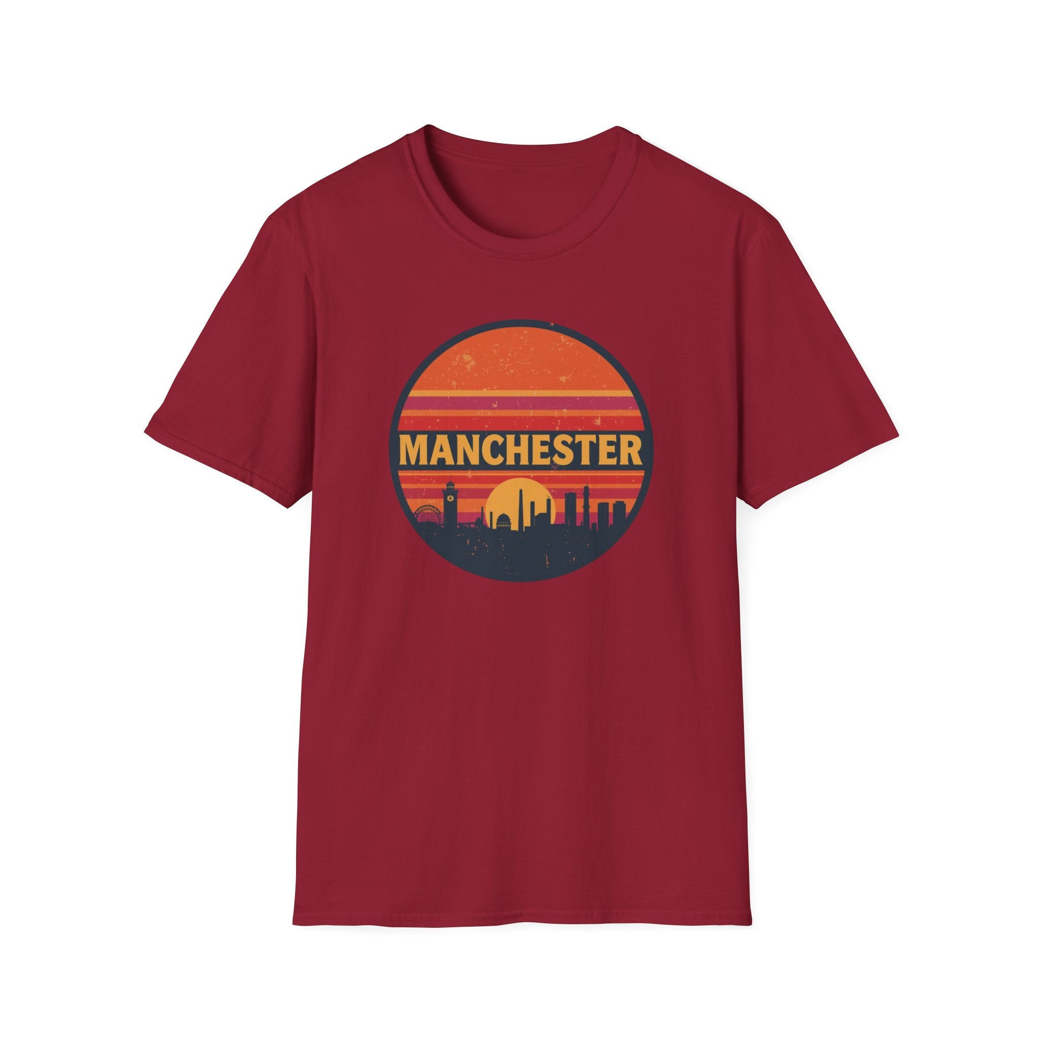 Manchester Sunset T-Shirt — Retro City Skyline Tee