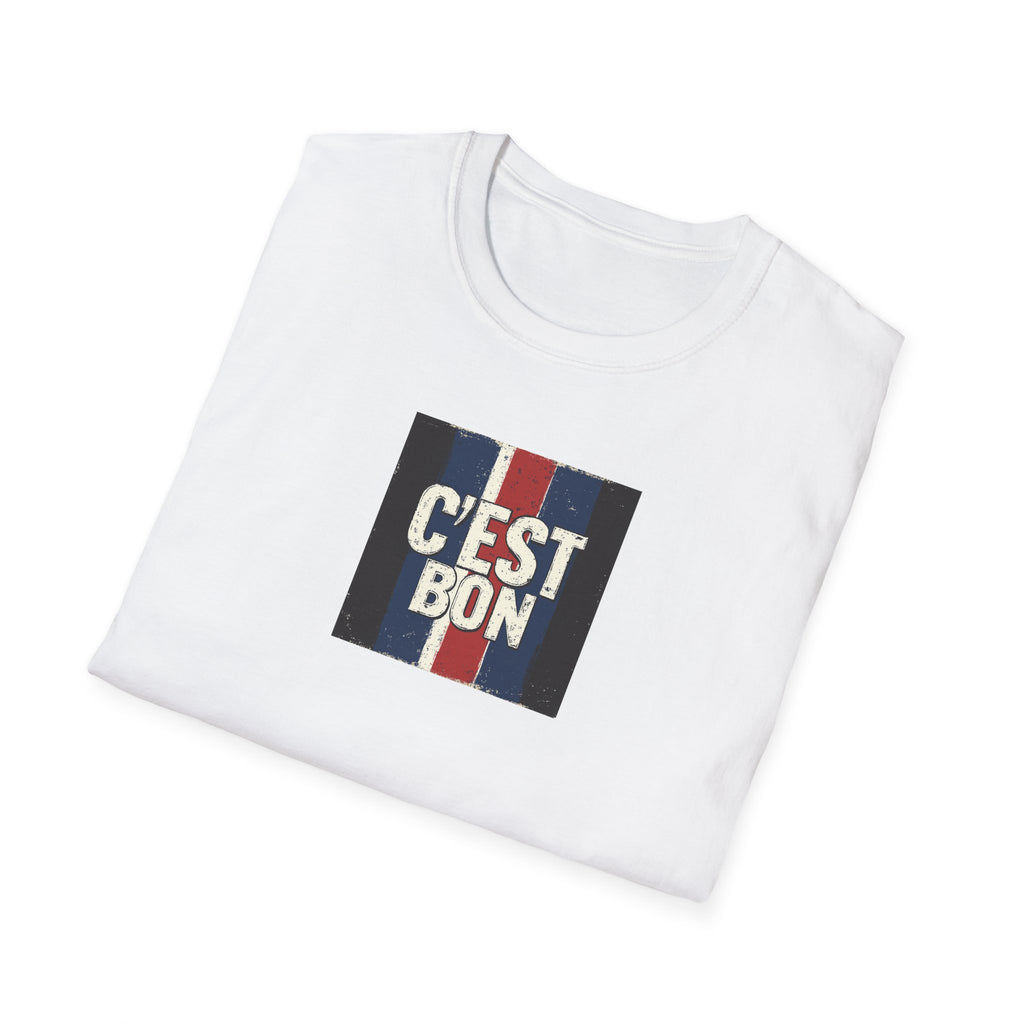 C'est Bon French Flag Stripe T-Shirt | Retro French Phrase Tee