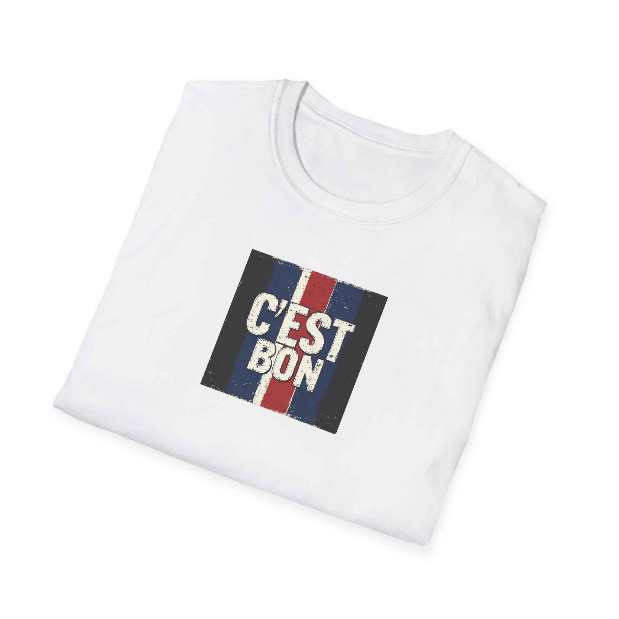 C'est Bon French Flag Stripe T-Shirt | Retro French Phrase Tee