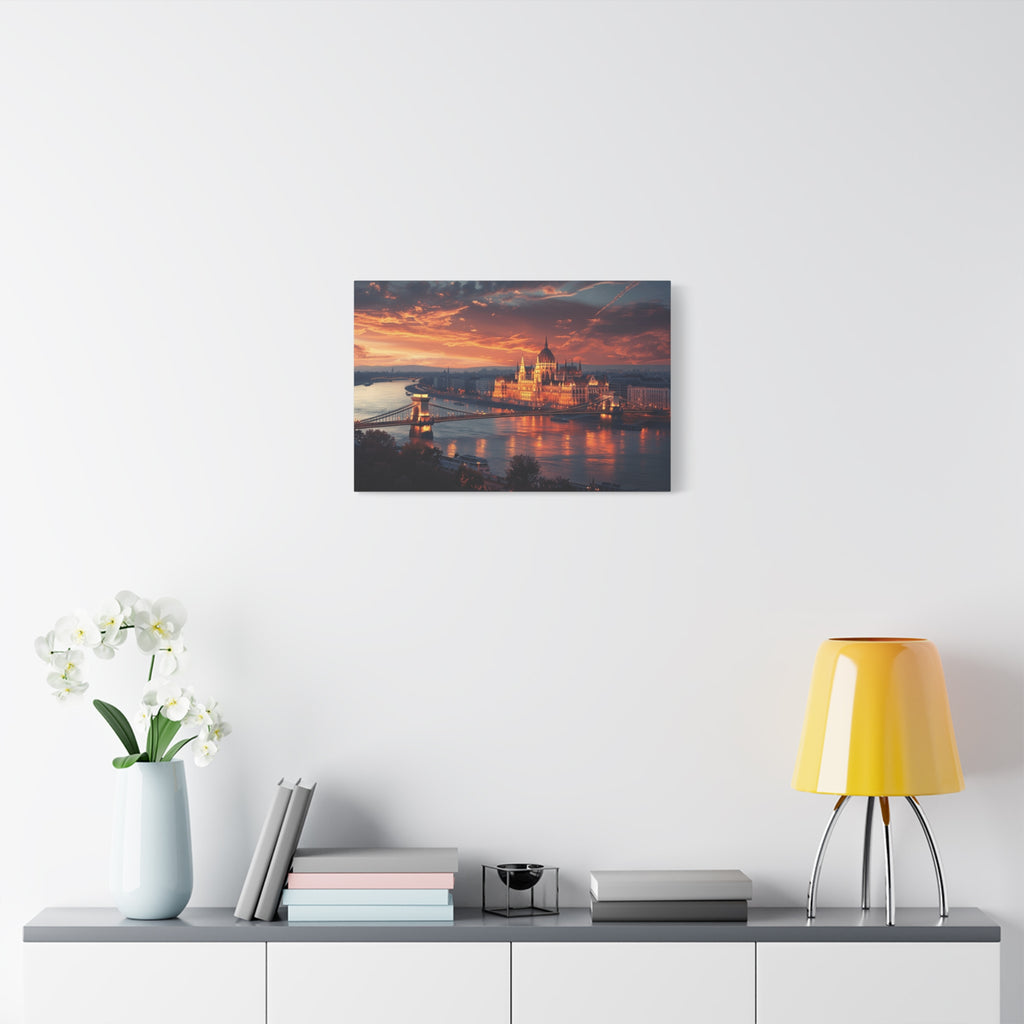 Budapest Parliament at Sunset — Classic Stretched Canvas Wall Art