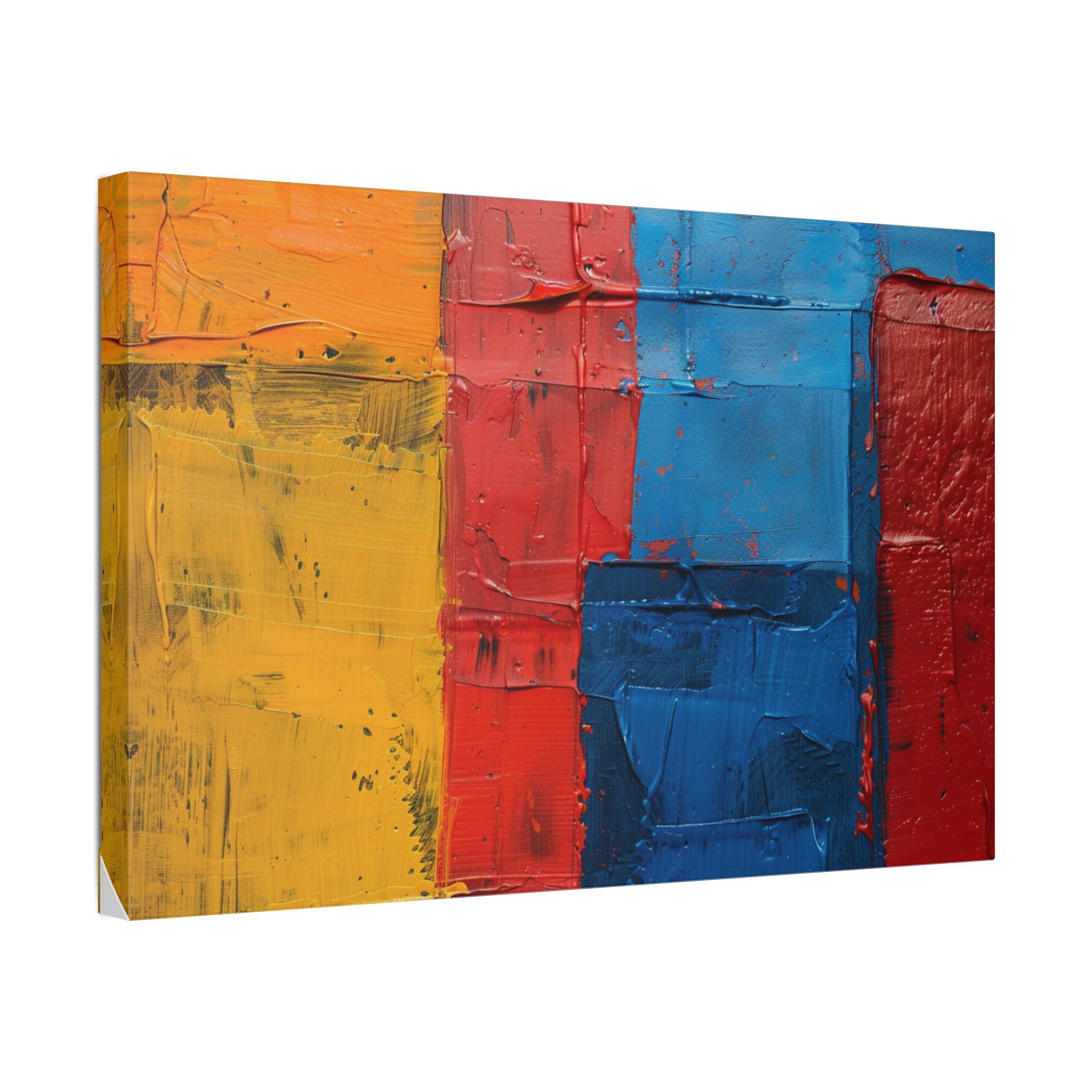 Barcelona and Catalan Artistic Heritage Abstract Color Block Canvas Print — Bold Red, Blue & Yellow Modern Wall Art