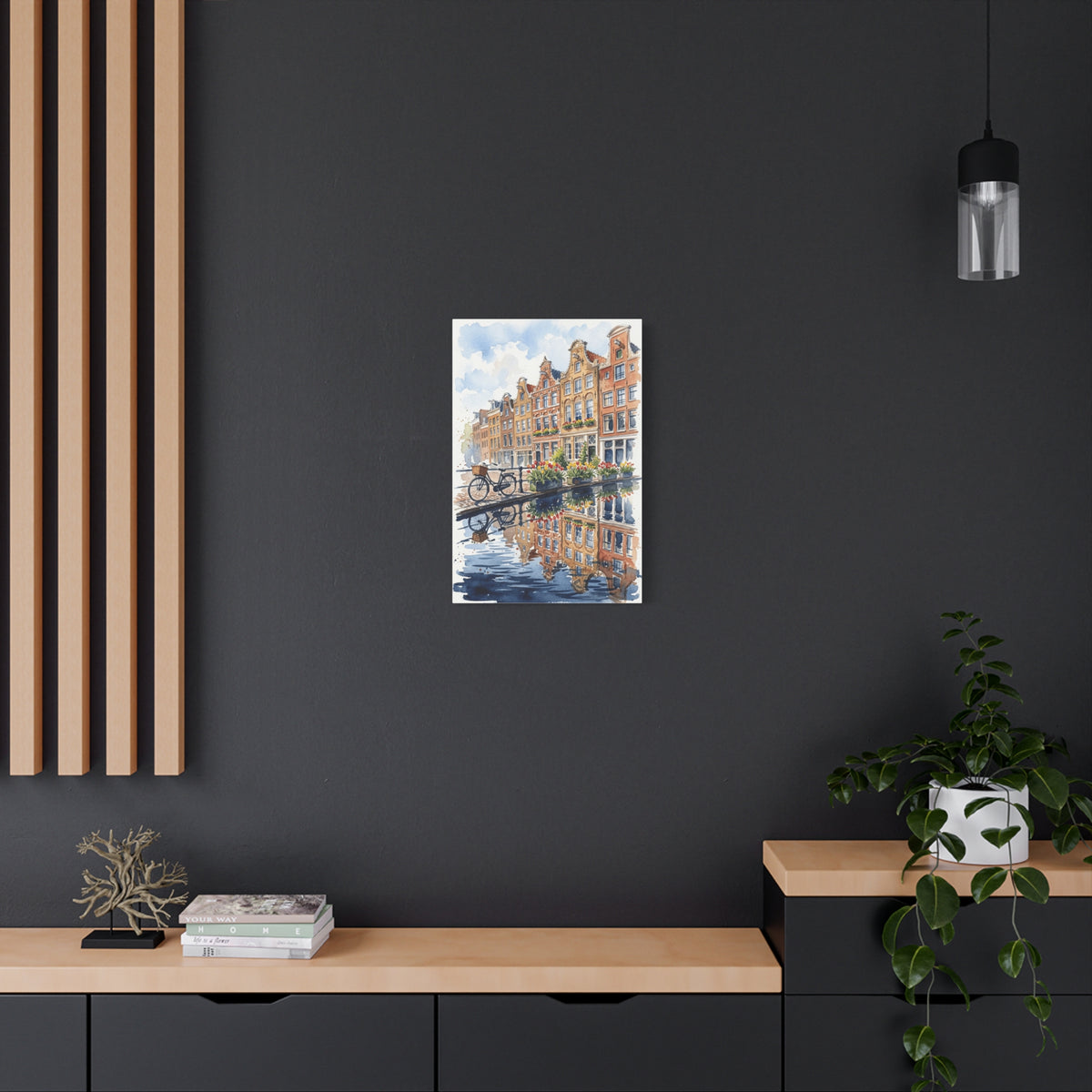 Amsterdam Canal Bicycle - Classic Stretched Canvas Wall Art