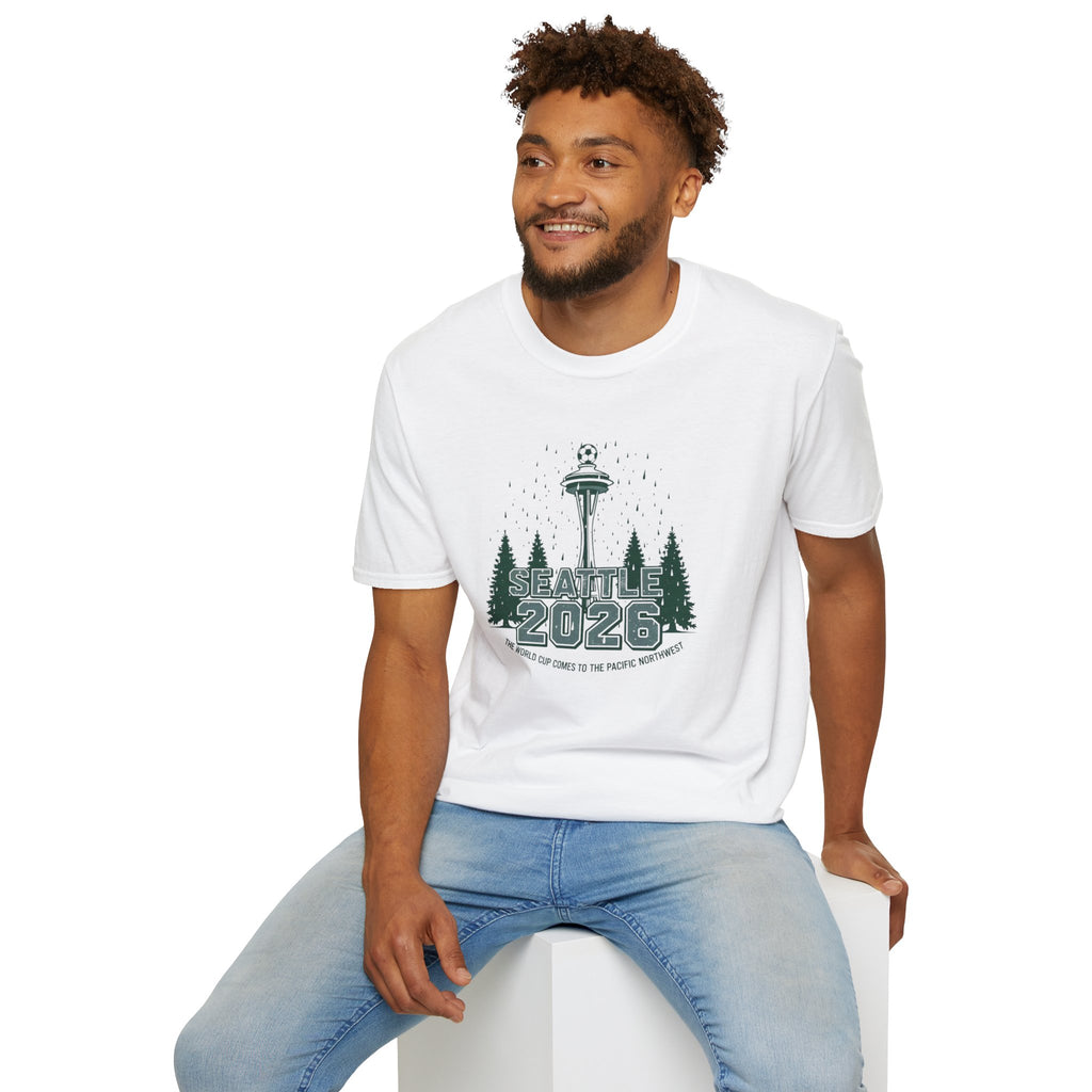 Seattle 2026 Souvenir T-Shirt — Space Needle & Pine Trees Travel Tee