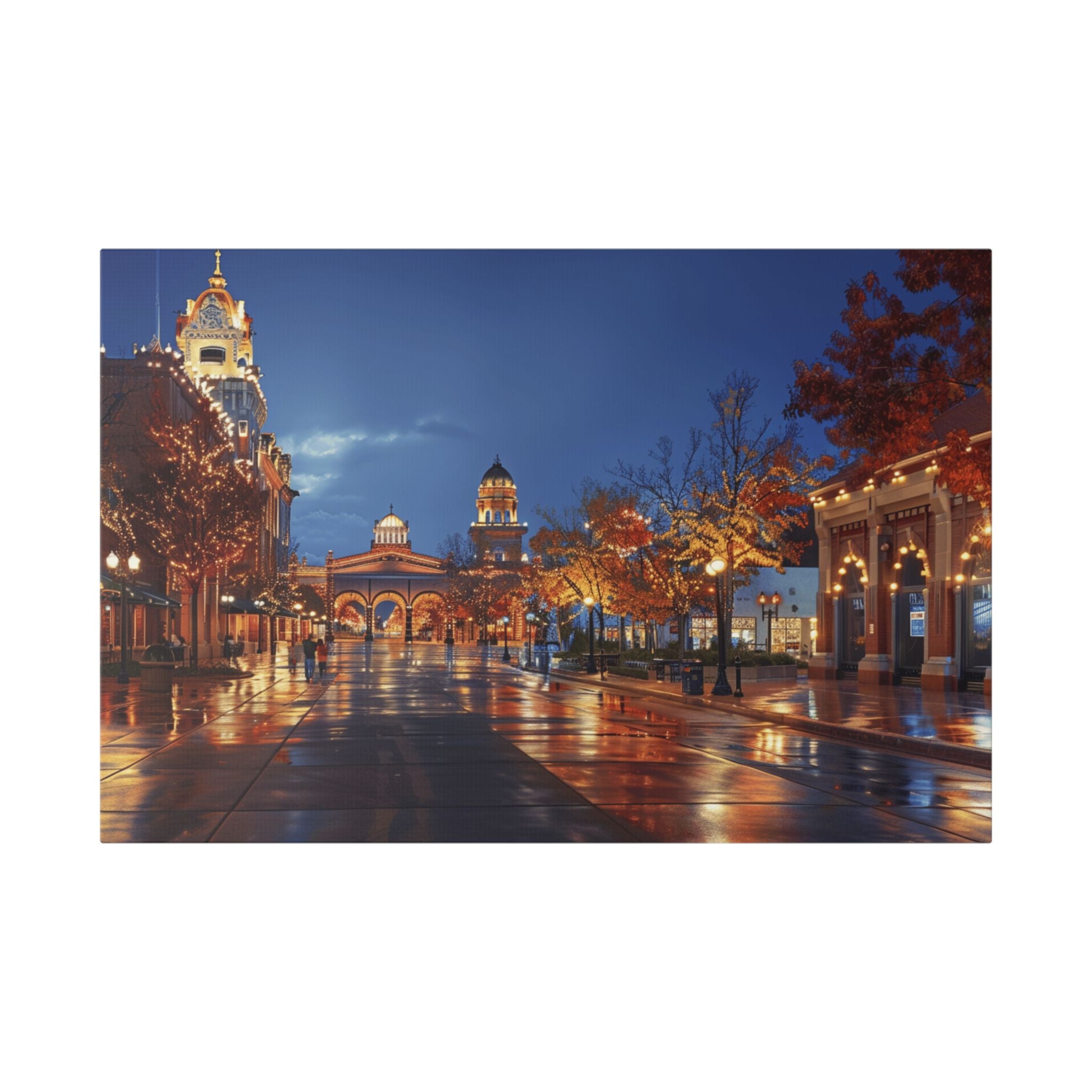 Kansas City Country Club Plaza Shopping District — Evening Street Scene Wall Art