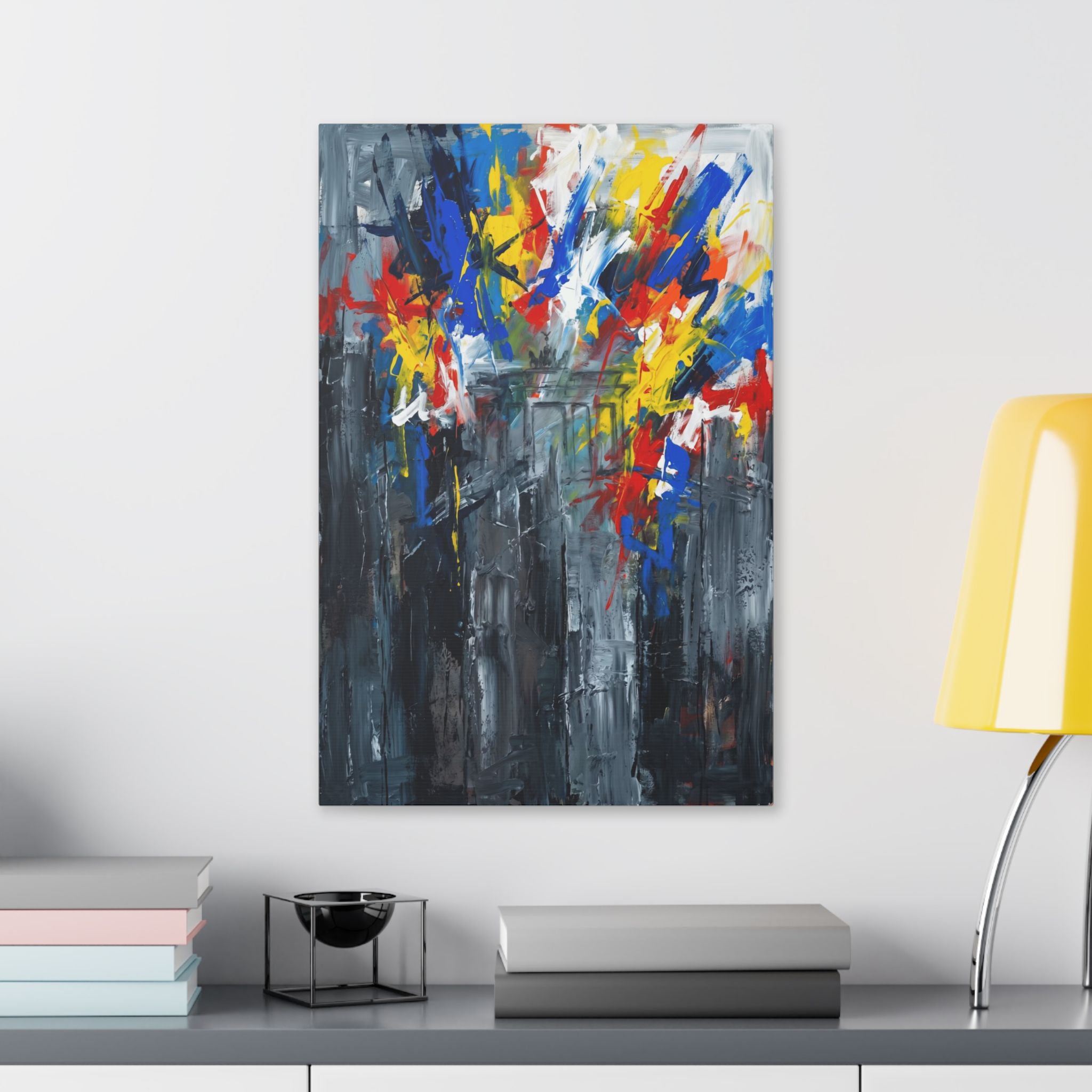 Abstract Cityscape Canvas Print showing Berlin history — Colorful Modern Stretched Wall Art