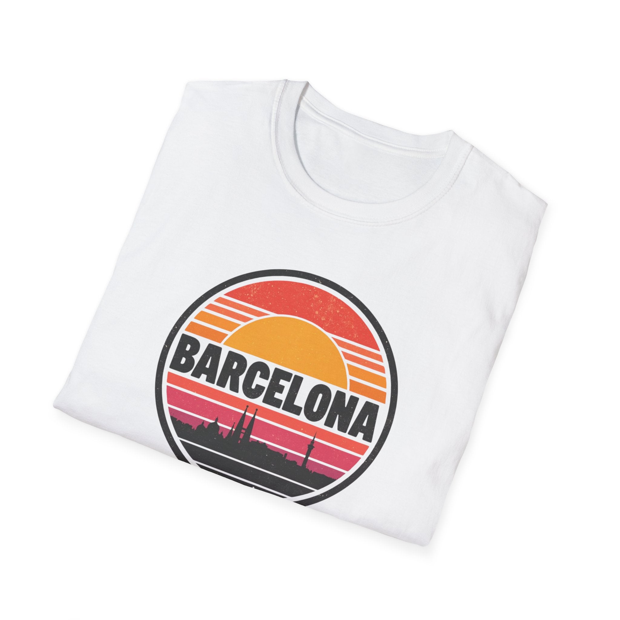 Barcelona Sunset T-Shirt — Retro Skyline Graphic Tee