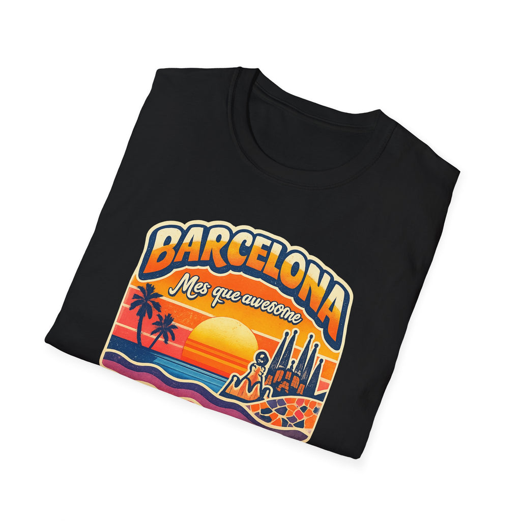Barcelona Sunset Graphic T-Shirt — "Barcelona Más que un sueño" Vintage Beach Tee